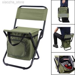 Camp Furniture Chair With Cooler Bag Compact Fishing Stool Folding Camping Chair Fishing Bags Portable Multifunctional Food Storage Bag