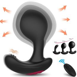 Vibrators Wireless Remote Control Male Prostate Massage Vibrator Inflatable Anal Plug Expansion Vibrating Anal Sex Toys For Men Woman 230426