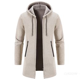 Men's Sweaters Men Long Sweatercoats Winter Hooded Cardigans Fashion Outwear Casual Wool Liner Thicker Warm 231124