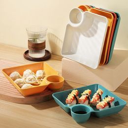 Dishes Plates Large Dumpling Plate with Vinegar Space Square Shape Snack Cookie Platter Food Tray Dish Tableware Kitchen Gadgets 231124