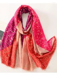 Scarves Winter Women's Long Casual Style Polyester Material 2023 Fashion Diamond Geometry Gold Stamped Soft Warm Scarf