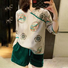 Women's Blouses Vintage Printing Half Sleeve Women Shirt Summer Fashion Chinese Traditional Blouse For Chic Women's Clothing