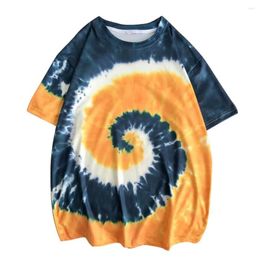 Men's T Shirts MISSKY Men Women T-shirt Short Sleeve Summer Tie-dye Printing Crew Neck Loose Couple Wear Female Male Tops