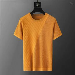 Men's T Shirts Hollow Out Round Neck Knit Shirt For Men Short Sleeve Business Office Summer Breathable Tshirt Camiseta Manga Corta Hombre