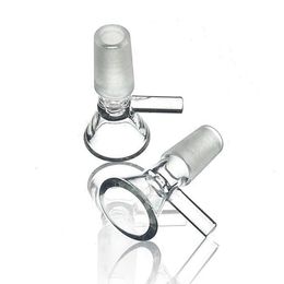 Latest Glass Transparent Smoking 14MM 18MM Male Joint Dry Herb Tobacco Filter Funnel Anti Slip Handle Bowl Oil Rigs Waterpipe Bong DownStem Cigarette Holder