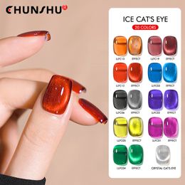 False Nails CHUNSHU Crystal Cat Eye Magnetic Gel With Soak Off Glass Top Coat UV For Art Manicure Transparent 20 Colors 230425