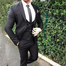 Men's Suits Black Casual Mens Wedding Business Slim Fit Tuxedos Groom Wear 3PCS Jacket Pants Vest Bridegroom Prom Costume