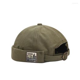 Berets Ldslyjr Vintage Docker Cap Brimless Hat Breathable Beanie Hats Cotton Adjustable Letter Landlord Sailor Men And Women 01