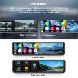 K4 12 Inch Carplay & Android Auto 4K 2160P Wifi Dash Cam Rearview Mirror Car DVR GPS Navigation Video Recorder Dual Lens