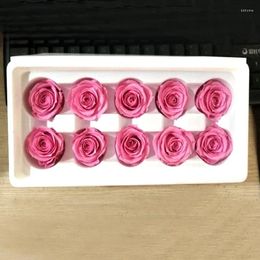 Decorative Flowers 10/12Pcs/BOX Preserved Flower Rose Heads Immortal 3-4CM Diameter Mothers Day Gift Eternal Life Material Box