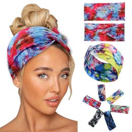 Fashion Girls Milk Silk Wide-brimmed Headband Women Printed Cross Elastic Head Turban Ladies Headwrap Girl Hair accessories