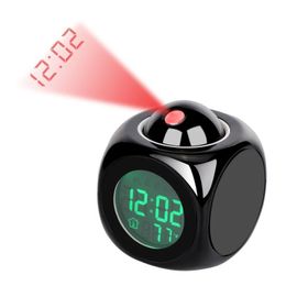 Desk Table Clocks Creative English Voice Time Projection Alarm Multifunction USB Luminous Clock Temperature Display Electronic 2023 231124