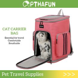 Strollers Cat Carrier Bag Pet Backpack Cat Bag Pet Outdoor Carry Double Shoulder Bag Breathable Foldable Travel Bag Small Dog Cats Bags
