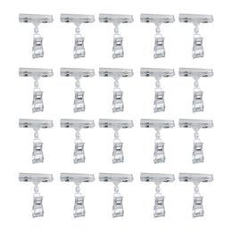 Bag Clips 20pcs Price Rack Daily Double Display Practical For Retail Space Saving Universal Sign Holder Clip Store Rotatable Clear Plastic 230425