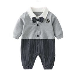 Kleidungssets für Frühling und Herbst, neu, britischer Gentleman, Säugling, Kleinkind, dünner Einteiler, 100-Tage-Vollmond, Jungen-Schatz