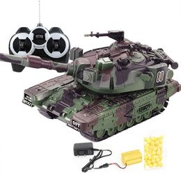 ElectricRC Car 1 32 Military War RC Battle Tank Heavy Large Interactive Remote Control Toy Car with Shoot Bullets Model Electronic Boy Toys 231124