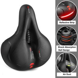 Bike Saddles Hollow Breathable Bicycle Saddle Men Women MTB Road With Taillight Shock Absorbing Comfortable Big Butt Accessories 230425