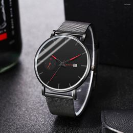 Wristwatches Men's Watches Minimalist Calendar Fashion Ultra Thin Simple Men Business Stainless Steel Mesh Band Sport Watch Relogio