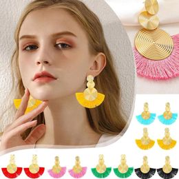 Hoop Earrings European And American Border Ethnic Style Exaggerated Alloy Circle Tassel Temperament Formal Heart