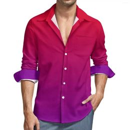 Men's Casual Shirts Neon Lights Shirt Spring Minimalist Red To Purple Gradient Vintage Blouses Graphic Harajuku Tops Plus Size