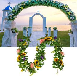 Decorative Flowers Real Touch Artificial Flower Garland Hanging Vine Bright Colours Nordic Style Wreath Wedding Decoration Backdrop