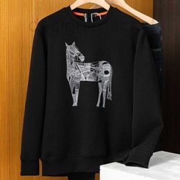 Men's Hoodies & Sweatshirts Designer Cotton Mens Sweaters Hms Sweater Men Women Long-sleeved Tshirt h Horse Embroidery Pullover Coat Oversize hoodie tracksuits P0XS