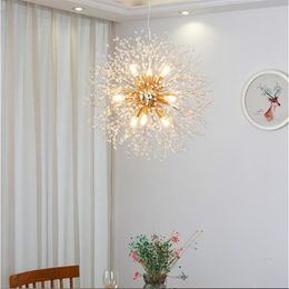 Nordic G9 Crystal Led Chandeliers Loft Silver Gold Firework Pendant Ceiling Hanging Lamp Light Fixtures for Living Room Shop2854