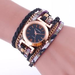 Wristwatches 2023 High Quality Braided Leather Watches Women Ladies Crystal Dress Quartz Wrist Watch Relogio Feminino FT1001