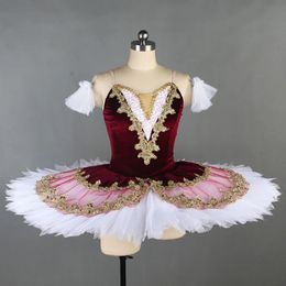 Dancewear Children Professional Ballet Tutu For Kids Girls Red Swan Lake Ballet Dance Clothes Adult Pancake Ballerina Figure Skating Dress 231124