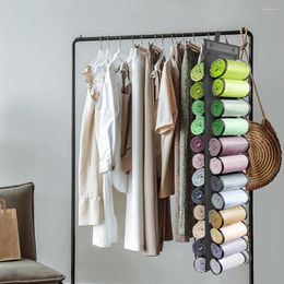 Storage Bags 2pcs Leggings Organizer Hanging Foldable Wall Mounted Non-woven Clear Roll Keeper With 24 Compartments