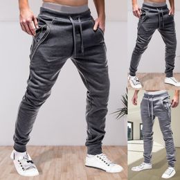 Men's Pants Men Drawstring Zipper Pockets Ankle Tied Sweatpants Sports Trousers Skinny Pants Gyms Pants Men's Casual Loose Trousers Autumn 230425