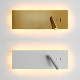 Wall Lamp 3W Light Backlight Rotation Adjustable El Bedroom Bedside Study Reading Sconce With Switch