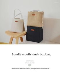 Storage Bags Cotton And Linen Lunch Bag Hand Carry To Work With Rice Cold Ice Portable Box Aluminum Foil Insulation