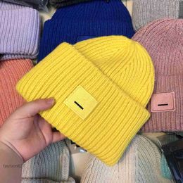 Winter hat designer beanie hats designers women AC square smiley face wool knitted high version female pullover wool hat casual warm elastic fitted caps 18