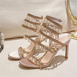 Sandals Snake Around Women's Summer 2023 Crystal Straps High Heel Shoes Ladies Gladiator Sandalias Dress Pumps Stiletto