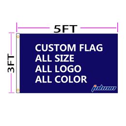 Fts OEM Flag Custom Logo JOHNIN 3x5 Printing Banner Grommets Idea With Any Customize DIY Digital Print By Color Own Your Hitvv