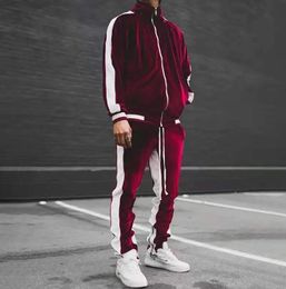 Men's Hoodies Sweatshirts Spring Autumn Velvet Set Sport Suit Male Plus Velour Thick Pants Warm Sweatshirt Sportswear Tracksuit For Men 5XL 231124