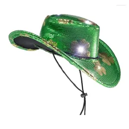 Berets Adult LED Irish Hat Patricks Day Cowboy Woman Ladies Carnivals Halloween Christmas Party Dress Up