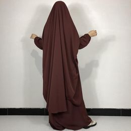 Etniska kläder Två stycken Jilbab med kjol niqab strängar högkvalitativa nida ramadan eid muslimska kvinnor islamisk bön abaya