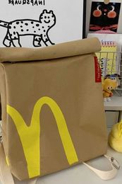 Waist Bags Cartoon French Fries Packaging Stars Bucks Bag Student Schoolbag Canvas Backpack Capacity Crossbody Funny Cute Handbags 230426