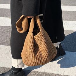 Evening Bags Fashion Knitted Shoulder Autumn & Winter Style Solid Colour Women Handbags INS Design Weave For Female Ladies Big Tote