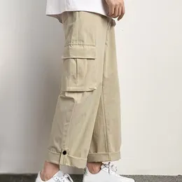 Men's Pants Men Soft Trousers Versatile Cargo Stylish Streetwear With Multiple Pockets Comfortable Fit Wide Leg Design