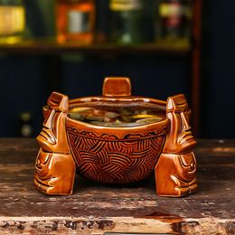 Mugs Big Tiki bowl Cocktail Cup Beer Wine Mug Ceramic Tiki Mugs Art Crafts Creative Hawaii Mugs 231124