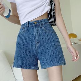 Women's Shorts Summer Retro Style Ins Loose Print Embroidery Denim High Waist Jeans Booty Cycling Womens Clothing 230426