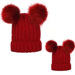 Madre Bambini Cappelli Invernali per Neonata Ragazzo Cappello Bobble Berretto per Bambini per Bambini Pompon Beanie per Bambini Accessori per Cofano Infantile 0-3Y