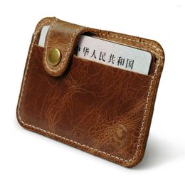 Card Holders Vintage Genuine Leather Business Mini Holder For Man Women Convenient Small Wallet ID Cash Case Slim Coin Purse