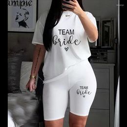 Women's T Shirts Team Bride Print Wedding Party Set T-shirt Bachelor Girl Women Two Piece Summer Tee And Shorts Bridesmaid Gift