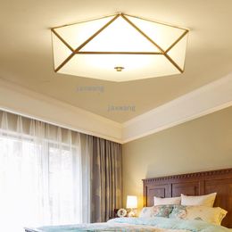 Ceiling Lights Modern LED Light Bedroom Brass Simple Study Copper Lamp Personality Geometry Nordic
