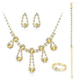 Necklace Earrings Set 10pcs/lot Sparkling Drop-Shaped Rhinestone Jewellery Wedding Bridal Luxury