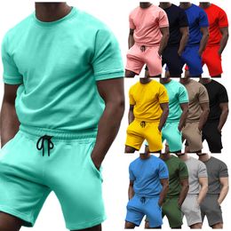 Men's Tracksuits summer men's polo shirt men's clothing round neck T-shirt men's suit street wear short sleeve polo shirt shorts sports suit 230425